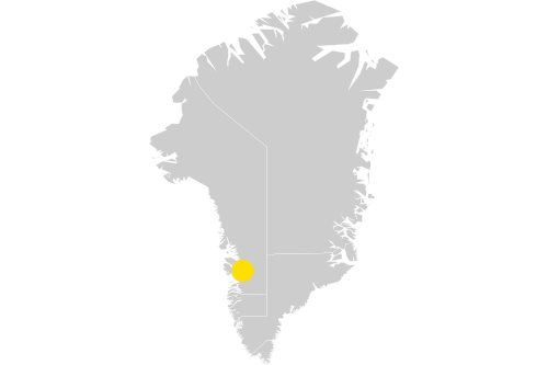 Grønlandskort. Ilulissat er markeret