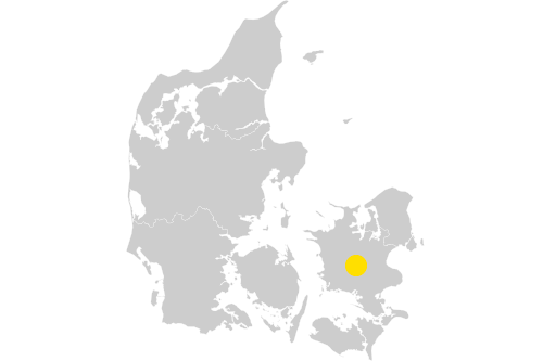 Danmarkskort. Ringsted er markeret